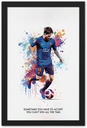 Ritwika's Football Player Lionel Messi With His Famous Quote Sports Poster Digital Reprint 19.5 inch x 13.5 inch Painting