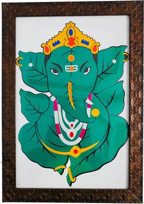 SRA Graphics Pan Ganesh Radium Photo Frame Digital Reprint 12.5 inch x 9.5 inch Painting