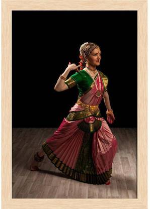 Artzfolio Indian Classical Dance Bharatanatyam Framed Wall Art Painting Print Canvas 17 inch x 12 inch Painting
