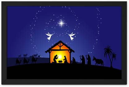 Ritwika's Christmas Nativity Scene Baby Jesus Modern Artwork Painting Digital Reprint 9.5 inch x 13.5 inch Painting