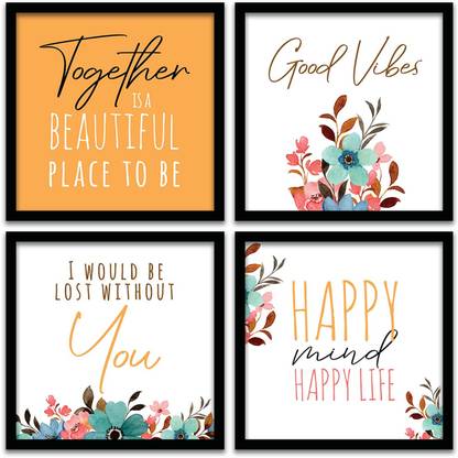 KOTART Motivational Quotes Art Painting with Frame for Home - Framed Wall Decor Digital Reprint 11 inch x 11 inch Painting