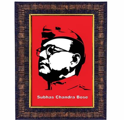 HAWAI Netaji Subhas Chandra Bose Photo with Synthetic Wood Frame for Home Office Digital Reprint 13.5 inch x 10 inch Painting