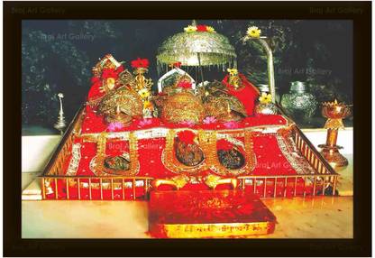 Braj Art Gallery Mata Vaishno Devi Pindi Darshan Photo Frame Digital Reprint 13.5 inch x 19.5 inch Painting