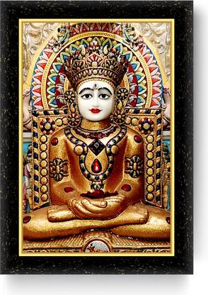 ARAAKA SHREE AADINATH BHAGWAN MAHAVEER photo frame (Wood Base and Front Laminated) Acrylic 7 inch x 5 inch Painting