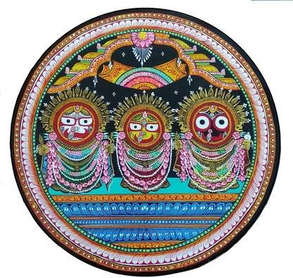 Kreeta Crafts Pattachitra Jagannath Painting Acrylic 12 inch x 12 inch Painting