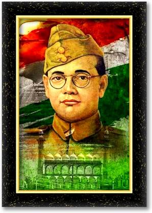 ARAAKA NETAJI SUBHASH CHANDRA BOSE photo frame (Wood Base and Front Laminated) Acrylic 8 inch x 12 inch Painting