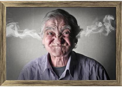 Artzfolio Angry Man Canvas Painting Antique Golden Synthetic Frame 23.5x16inch (60x41cms) Canvas 16 inch x 23.5 inch Painting