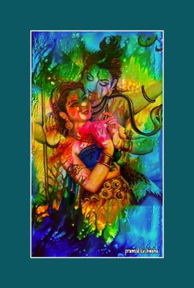 ApaniInterior H1-1P Shivshakti MDF Acrylic 12 inch x 18 inch Painting
