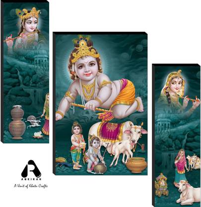 Khatu Crafts LITTLE KRISHNA PAINTING Pack of 3