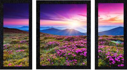 Poster N Frames Set of 3 with Acrylic Sheet (Glass) Natural Landscape Scenery framed-1119 Digital Reprint 13.5 inch x 22.5 inch Painting