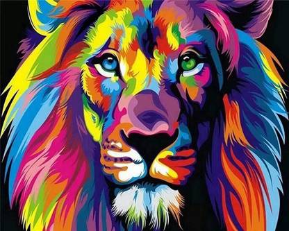 HASTHIP DIY Acrylic Paint By Numbers Kit Wildlife Lion Canvas Art Acrylic 36.5 inch x 9.4 inch Painting