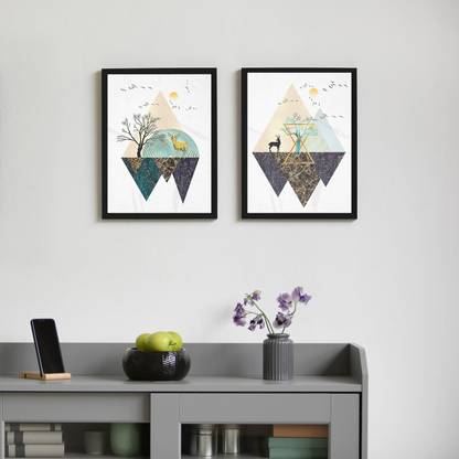 Minimalist Geometric Nordic Style Framed Art Print 3D Poster