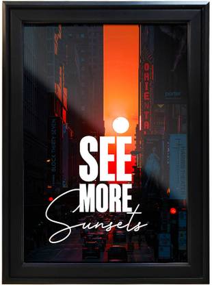 Peekdee SEE MORE SUNSET Black Wooden Photo Frame Digital Reprint 13.2 inch x 10.2 inch Painting