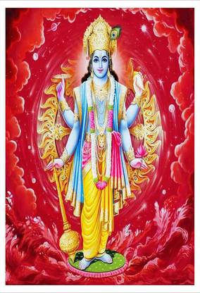 the creative solution Shri Hari / Narayan / Vishnu HD QUALITY FINE ART PAPER POSTER Digital Reprint 24 inch x 18 inch Painting