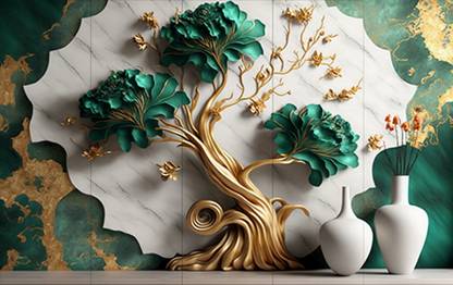 KUBE Exquisite Golden Tree Wall Art for a Luxurious and Sophisticated Interior Décor Digital Reprint 30 inch x 48 inch Painting
