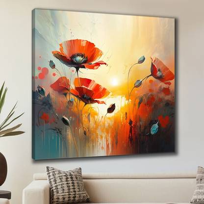 saf Wooden Framed Floral theme Canvas Wall Painting for Home Décor and Office Digital Reprint 20 inch x 20 inch Painting