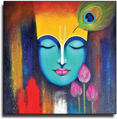 TRAHAS Radha Krishna Canvas Painting for Wall Decoration of Living Room, Office & Hotel Canvas 12 inch x 12 inch Painting