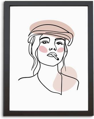 TheKarkhana "Woman Smoking" Laminated (Without Glass) Digital Reprint 12 inch x 8 inch Painting