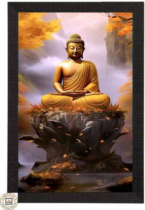 AARTKALA Lord Buddha 3d Wallpaper | Buddha Poster Digital Reprint 20 inch x 14 inch Painting