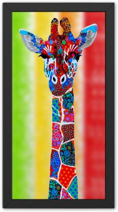 Ritwika's Multicolored Abstract Art Giraffe Pictures for Home Decor Painting Digital Reprint 13.5 inch x 7.5 inch Painting