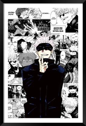 DBrush Gojo Satoru atittude poster with framed laminated coated jujutsu kaisen art Digital Reprint 20 inch x 14 inch Painting