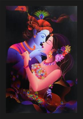 jog craft radha krishna photo frame, radha krishna love photo Digital Reprint 20 inch x 14 inch Painting