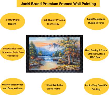 Janki Scenery Nature Wall Painting Photo Frame Digital Reprint 14 inch x 20 inch Painting