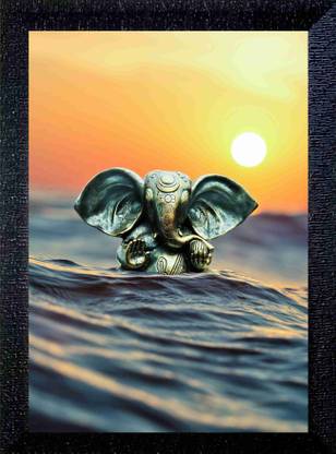 ER HANDICRAFT GANESH JI PHOTO WITH FRAME Digital Reprint 13 inch x 9 inch Painting