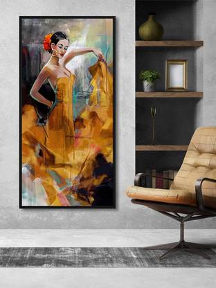 999Store Flamenco Dancer With Abstract Effect Modern Art Canvas Painting Canvas 48 inch x 24 inch Painting