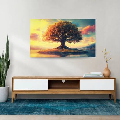 Viventiq kalpavriksha tree painting (without frame), kalpvriksh painting Canvas 24 inch x 36 inch Painting