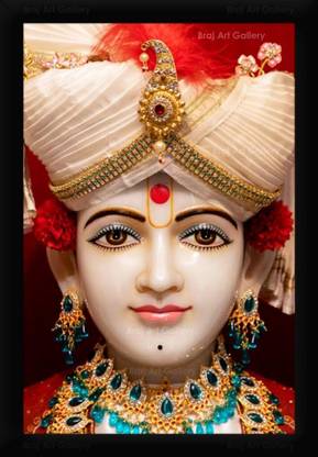 Braj Art Gallery Bhagwan Swaminarayan Graceful in Pagdi BAPS Photo Frame Digital Reprint 19.5 inch x 13.5 inch Painting