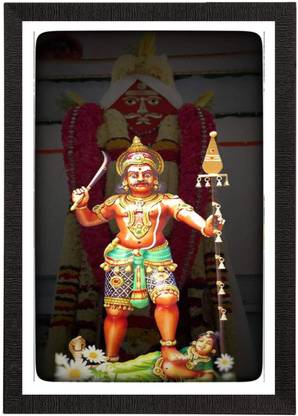 AARTKALA Lord Karuppasamy wall panting frame Canvas 12 inch x 10 inch Painting