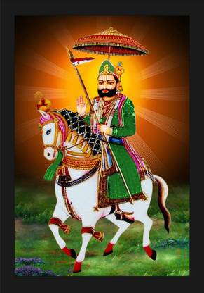 jog craft ramdev ji photo, baba ramdev photo, ramdev photo frame Digital Reprint 20 inch x 14 inch Painting