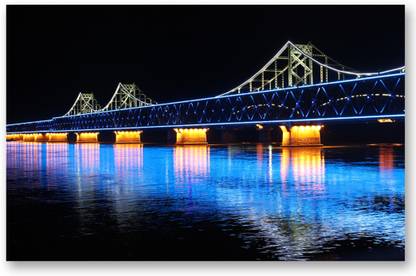 TrueCanvas Sino-Korean Friendship Bridge, Large Canvas Wall Paintings for Home Decor | Canvas 16 inch x 24 inch Painting