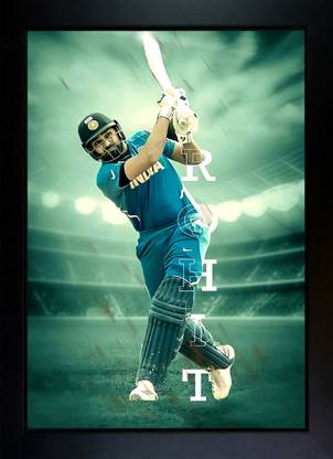 CrowdHall Rohit Sharma Photo Frame | Rohit Sharma Poster Digital Reprint 13.5 inch x 10 inch Painting