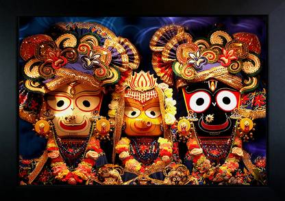 CrowdHall Jagannath Photo Frame | Lord Jagannath Photo Frame Digital Reprint 10 inch x 13.5 inch Painting