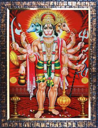 Darsh Craft Panchmukhi Hanuman Ji PB689 Acrylic 12 inch x 9 inch Painting