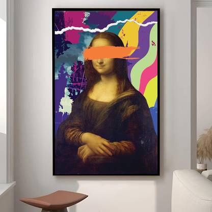 Painting Mantra Mona Lisa Pop Graffiti Art For Living Room Abstract Art for Home & Office Canvas 35 inch x 23 inch Painting