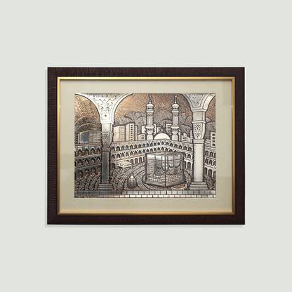 SHREE KALA ENTERPRISES Transform Your Space with Holy Khana Kaaba Art Embossed 15 inch x 19 inch Painting