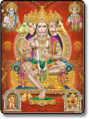 saf Panchmukhi Hanuman UV Textured Multi-Effect Digital Reprint 13 inch x 11 inch Painting