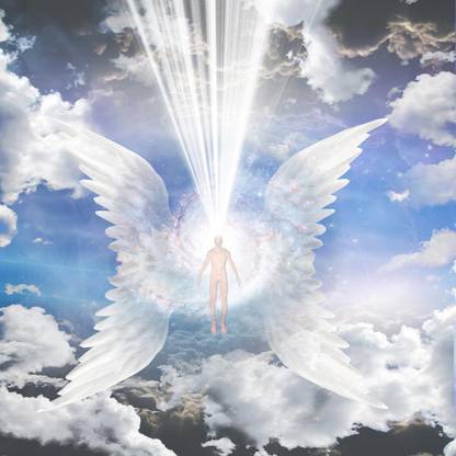 Artzfolio Angel Composed Of Galaxy Canvas Painting on Engineered Wood Frame 20 x 20 inch Canvas 20 inch x 20 inch Painting