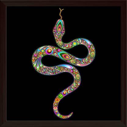 Artzfolio Snake Psychedelic Art Design Canvas Painting Dark Brown Frame 24x24inch Canvas 24 inch x 24 inch Painting