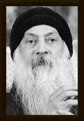 Braj Art Gallery Osho Acharya Rajneesh Still B&W Photo Frame Digital Reprint 19.5 inch x 13.5 inch Painting