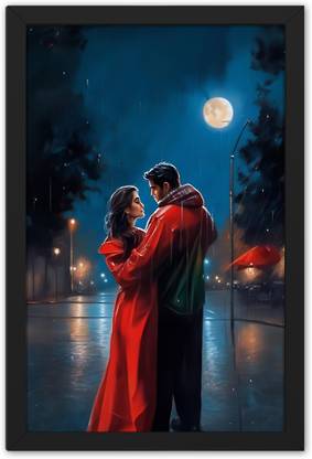 Ritwika's Romantic Couple In Dancing Pose On Streets Framed Poster Digital Reprint 13.5 inch x 9.5 inch Painting