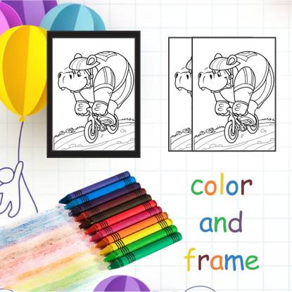 samp Color & Frame, 2 Sheets, 12 pastel Crayons For Kids And Adult Digital Reprint 11.7 inch x 8.2 inch Painting