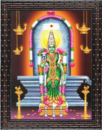 Indianara Madurai Meenakshi Devi Painting (4499GB) without glass Digital Reprint 10.2 inch x 13 inch Painting