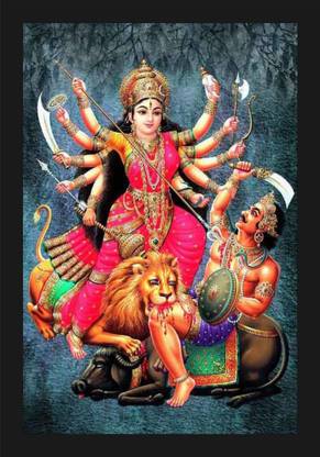jog craft durga mata photo frame| durga maa photo| wooden art Digital Reprint 20 inch x 14 inch Painting