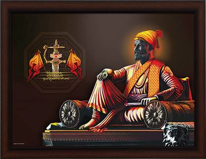 Masstone Chhatrapati Shivaji Maharaj UV Matt Textured Effect Framed HD Digital Reprint 11 inch x 14 inch Painting