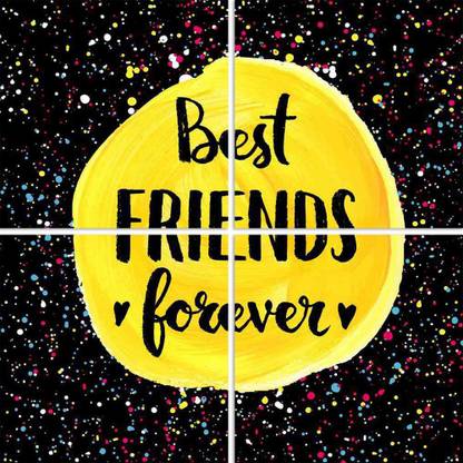 Artzfolio Best Friends Forever Split Art Painting 30 x 30 inch (76 x 76 cms) Digital Reprint 30 inch x 30 inch Painting