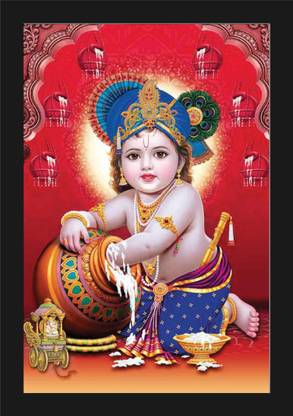 jog craft krishna ji photo ,laddu gopal photo frame, krishna photo Digital Reprint 14 inch x 10 inch Painting
